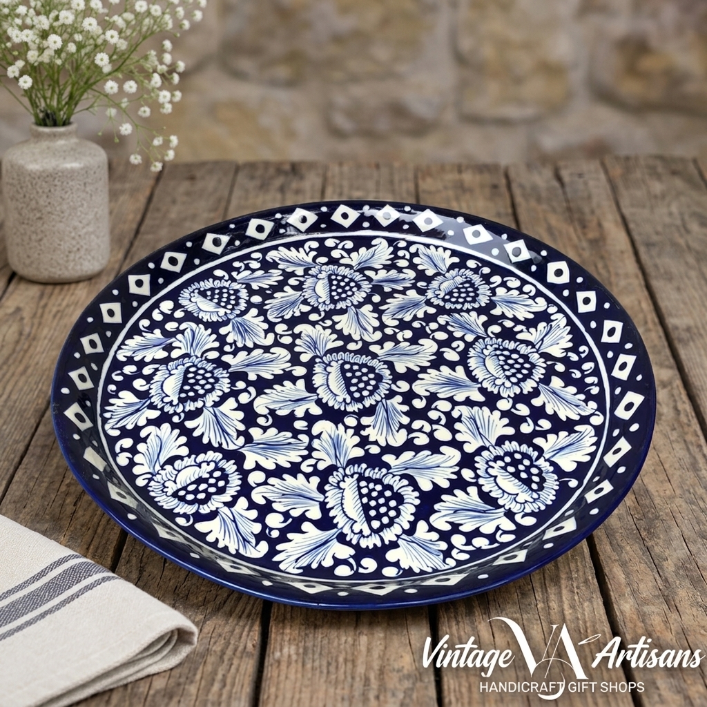 Blue Flower Big Round Platter