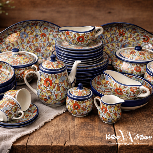 Spring Pattern Dinner Set - 8 Persons Serving With Tea Set