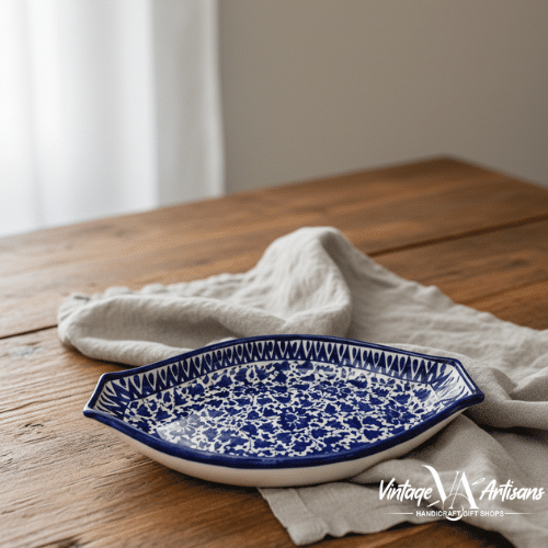 Serina Blue Oval Serving Dish