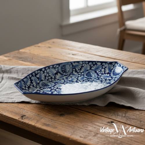 Blue Flower Oval Dish