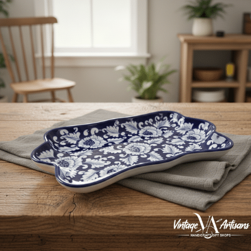 Blue Flower Small Rectangle Dish