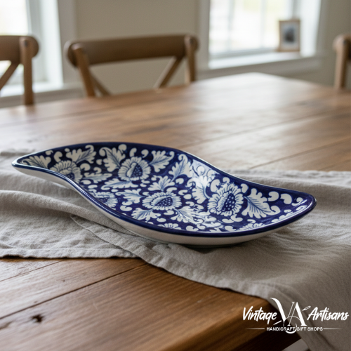 Blue Flower Leaf Dish