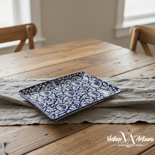 Blue Flower Flat Dish