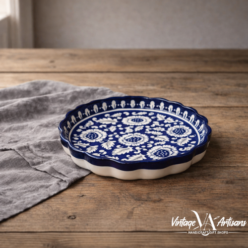 Blue Flower Round Dish