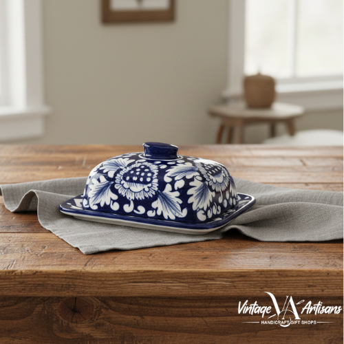 Blue Flower Butter Dish