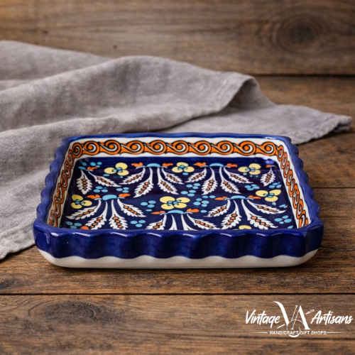 Green Flower Small Square Dish
