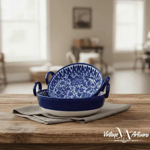 Serina Blue Ceramic Karahi - Set of 2