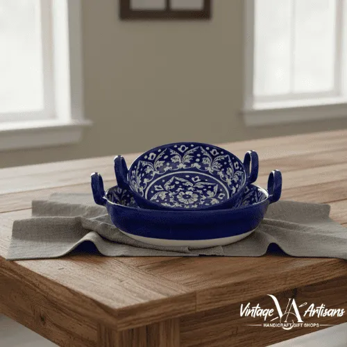 Blue Felicity Ceramic Karahi - Set of 2