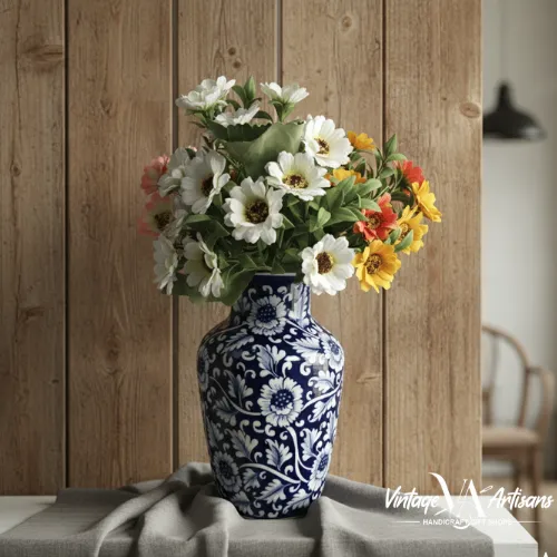 Blue Flower Bottle Hanging Planter