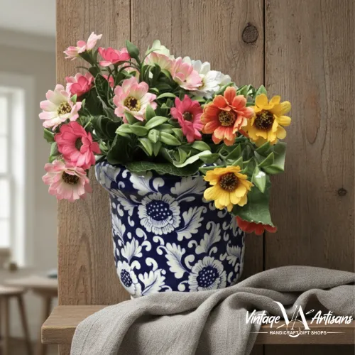 Blue Flower Medium Planter