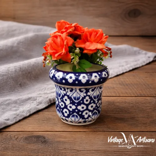 Blue Celico Small Hanging Planter