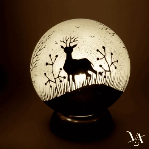 Sunset Stag Round Table Lamp
