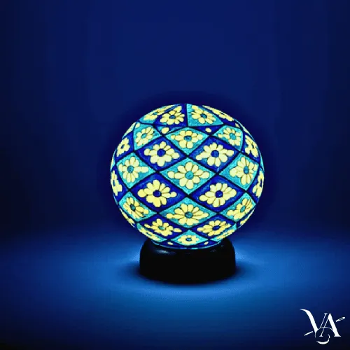 Blue Bloom Round Table Lamp
