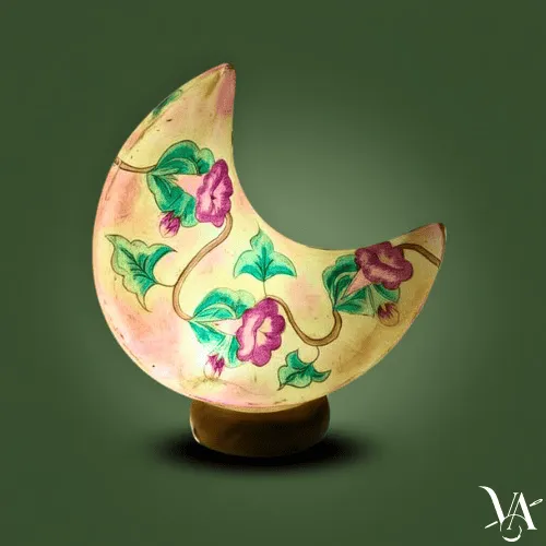 Blush Bloom Crescent Camel Skin Lamp