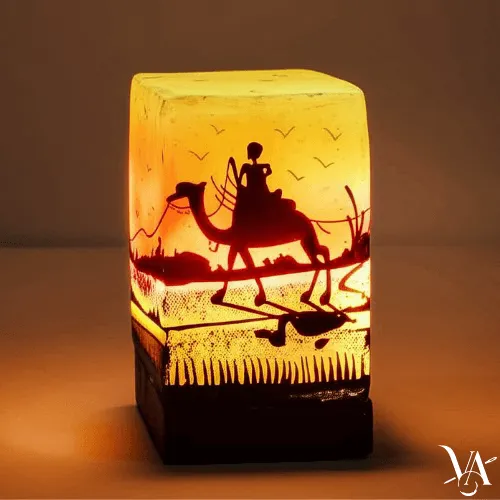 The Desert Trek Camel Skin Lamp with Yellow Light