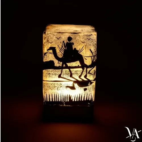 Desert Trek Camel Skin Lamp With White Light