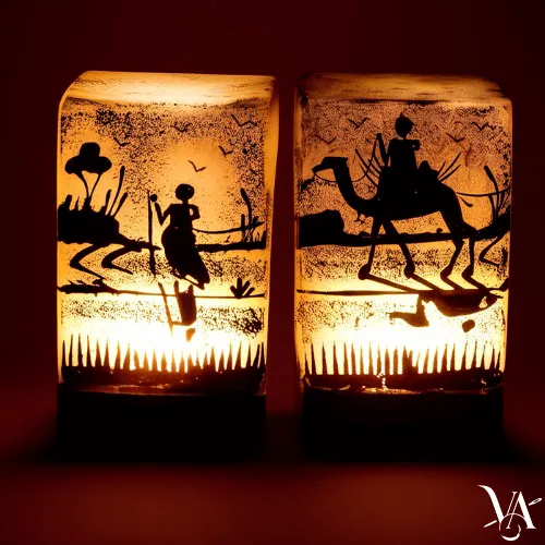 Desert Duo Camel Skin Lamp