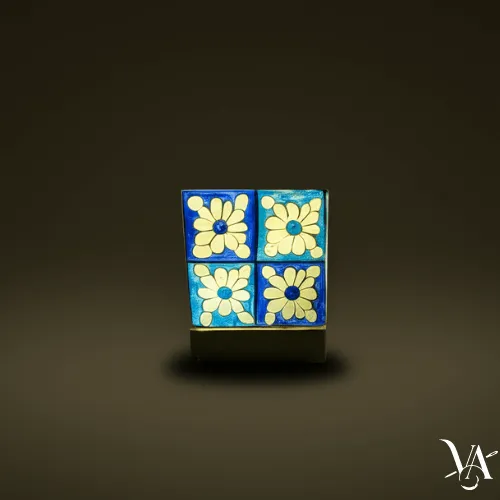 Indigo Bloom Camel Skin Lamp