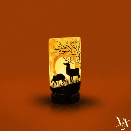 Sunset Stag Glow Camel Skin Lamp